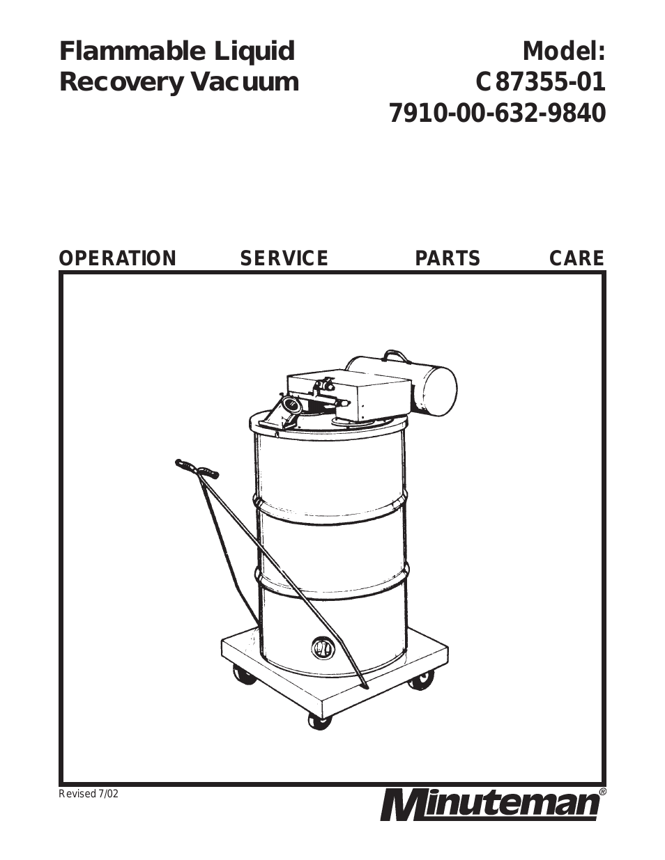 C87355-01 7910-00-632-9840 Flammable Liquid Recovery Vacuum