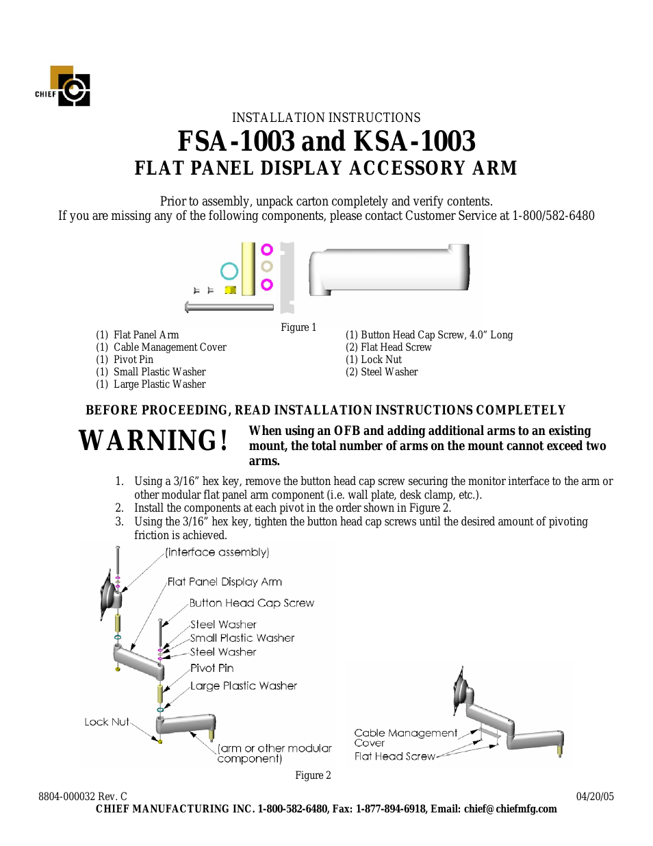 Flat Panel Display Accessory Arm FSA-1003