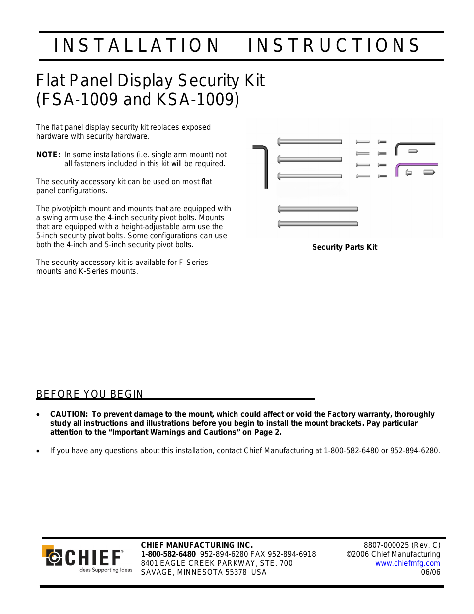 Flat Panel Display Security Kit KSA-1009