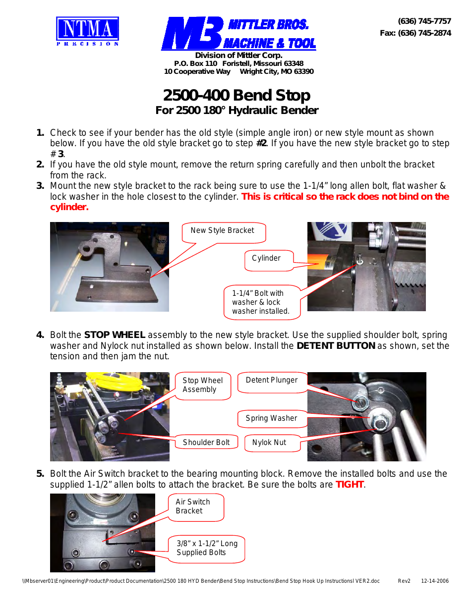 2500-400 Bend Stop