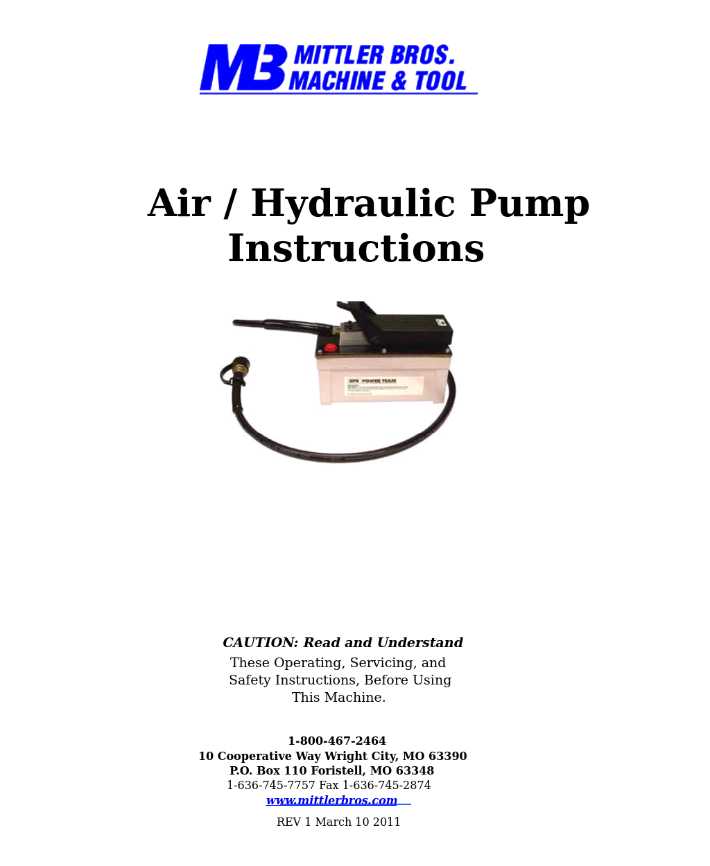 Air / Hydraulic Pump