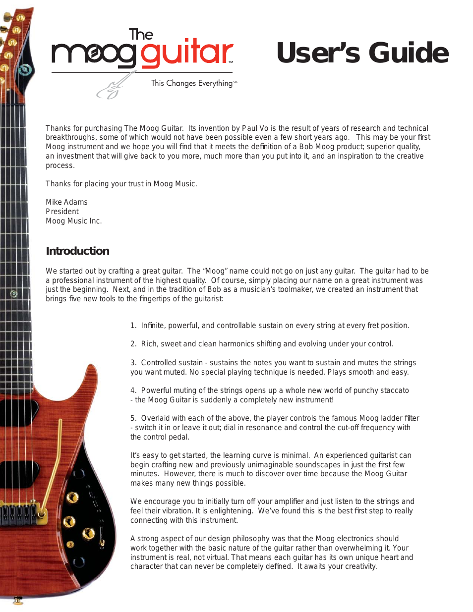 Moog Guitar (User's Guide)
