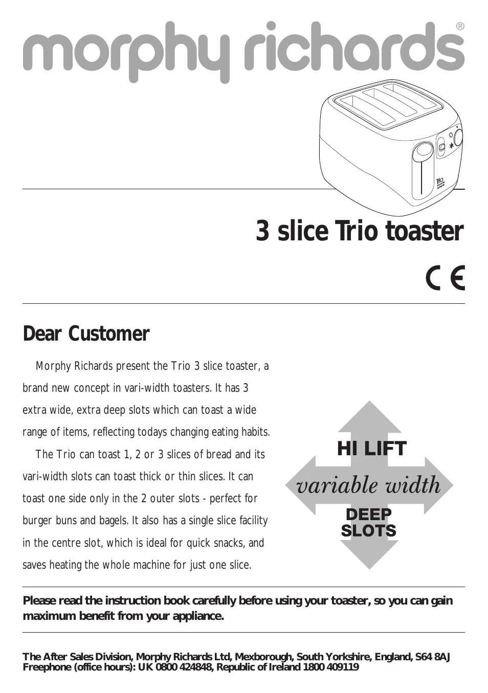 3 slice Trio toaster
