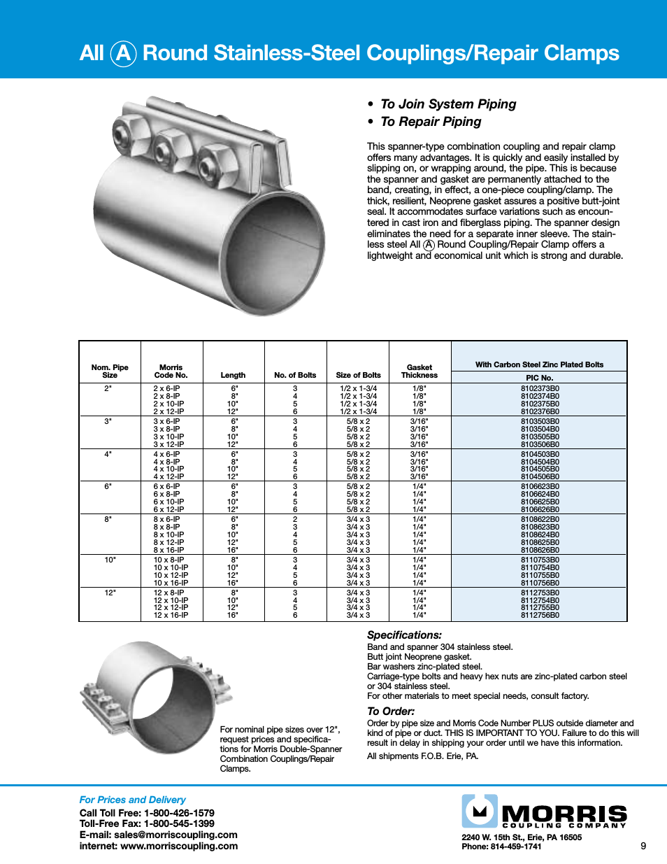 Round Stainless-Steel Couplings_Repair Clamps