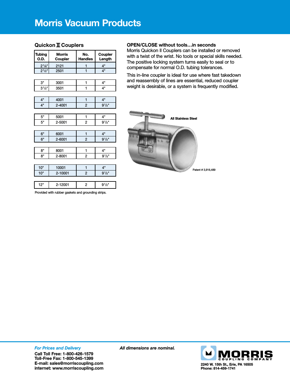 Vacuum Products - Quickon ll Couplers