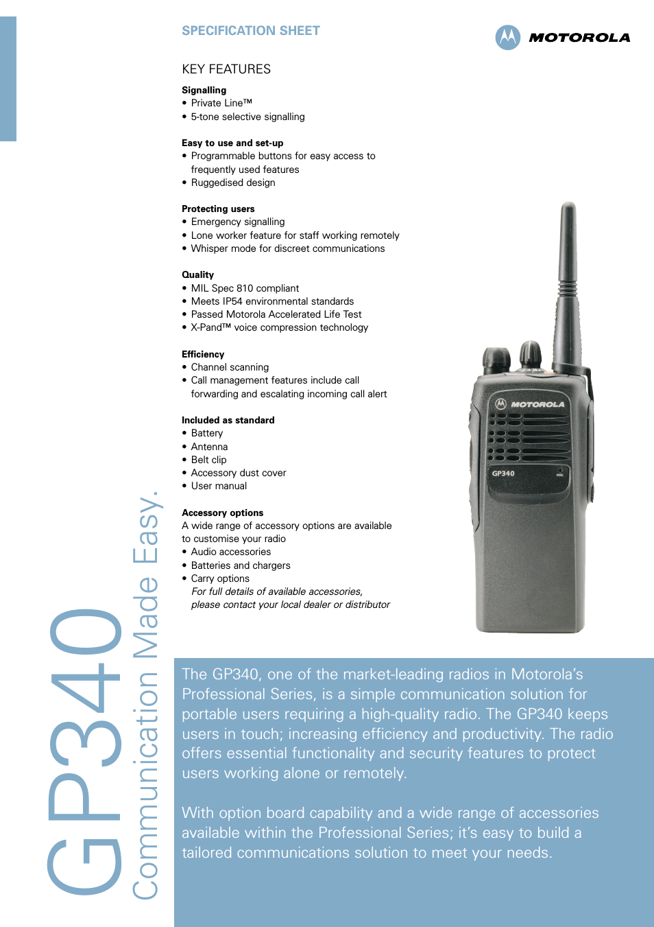 Professional Series Radio GP340