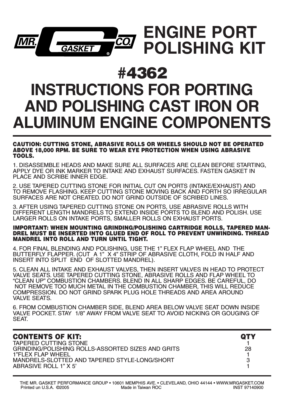 4362 Engine Port Polishing Kit