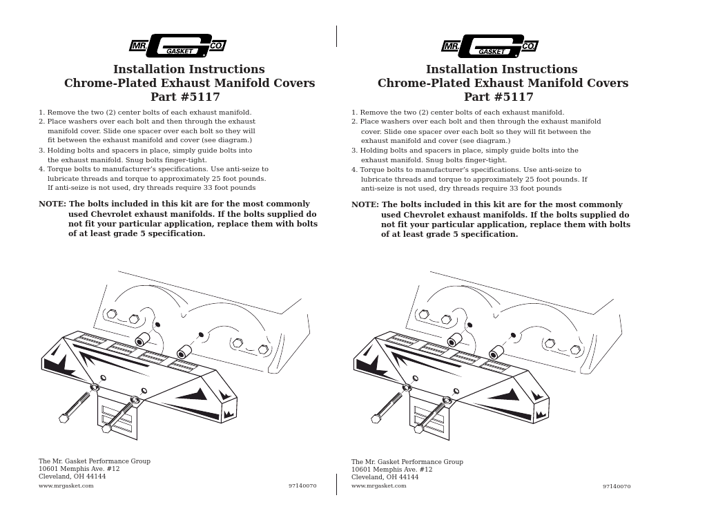 5117 Exhaust Manifold Covers: Chrome
