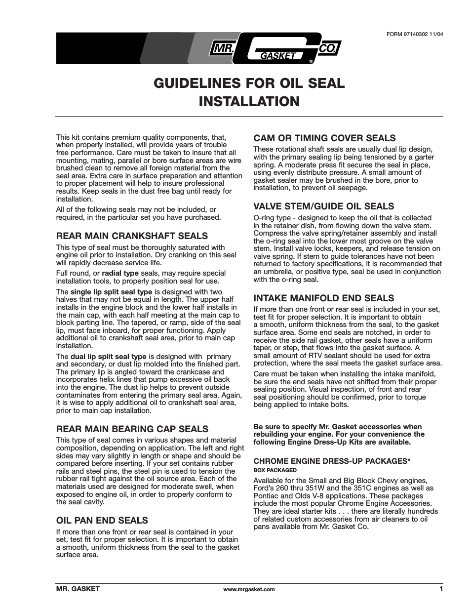 All Oil Seal Installation Guidelines