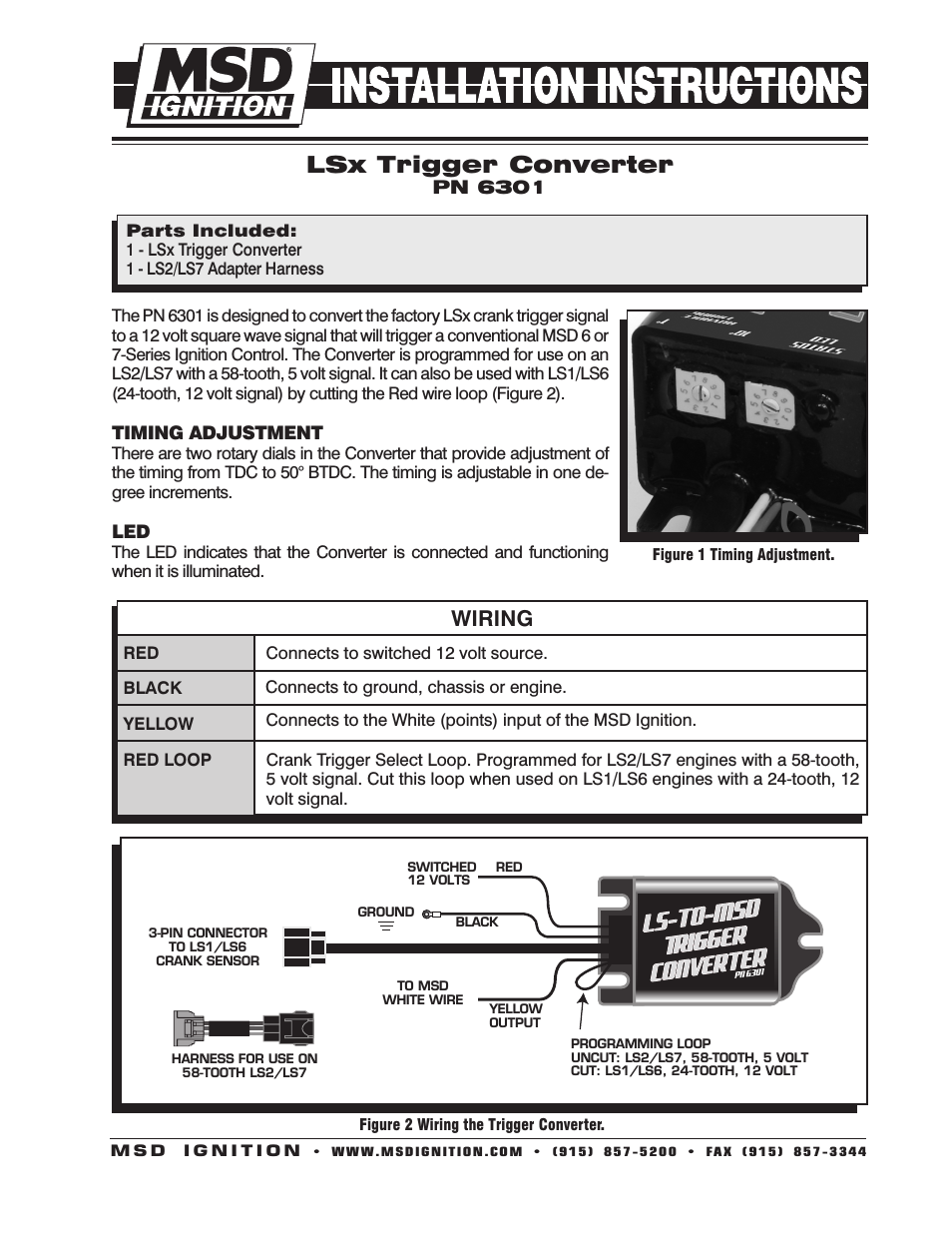 6301 LSx Trigger Converter-to-MSD Ignition Installation