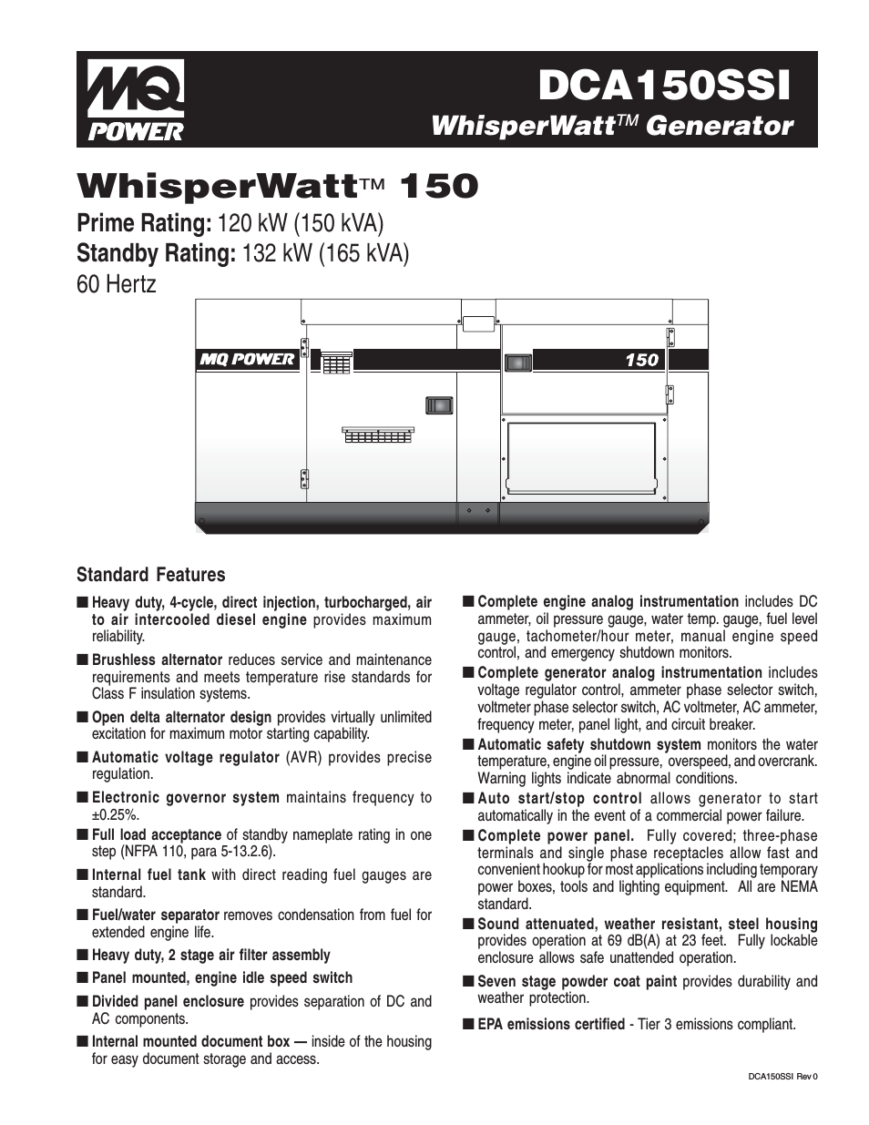 MQ Power WhisperWatt 150 Generator DCA150SSI