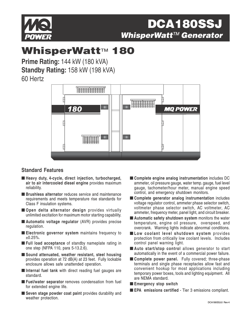 WhisperWattTM Generator DCA180SSJ