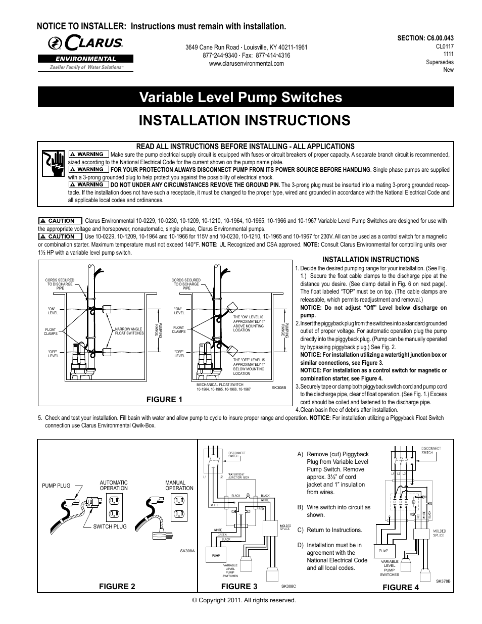 Variable Level Pump Switches