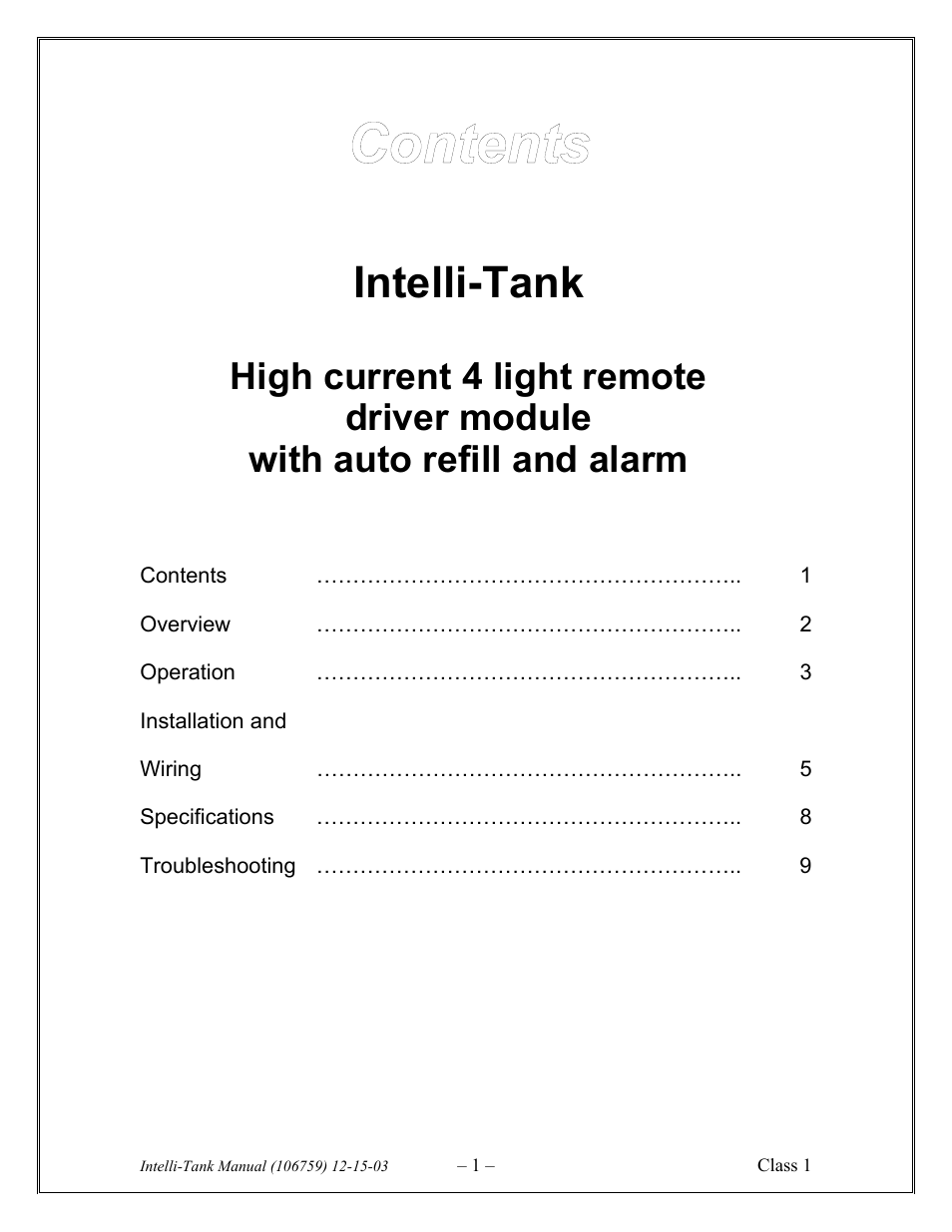 Intelli Tank 4 light driver module