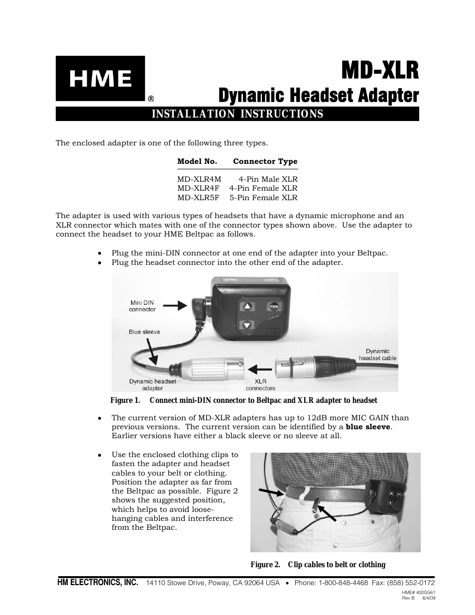 MD-XLR Headset Adapter