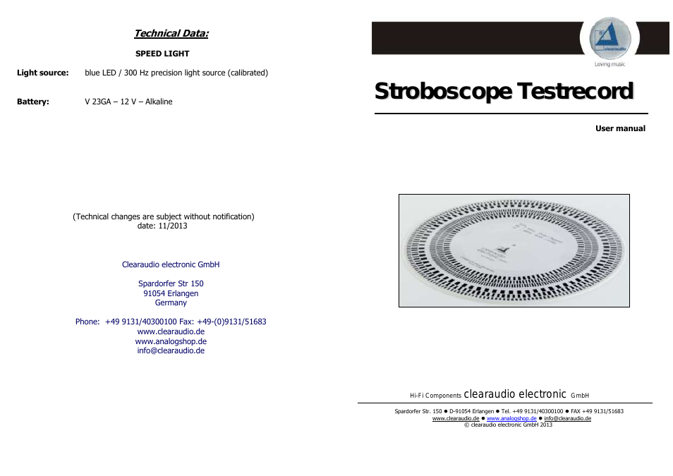 STROBOSCOPE TEST RECORD
