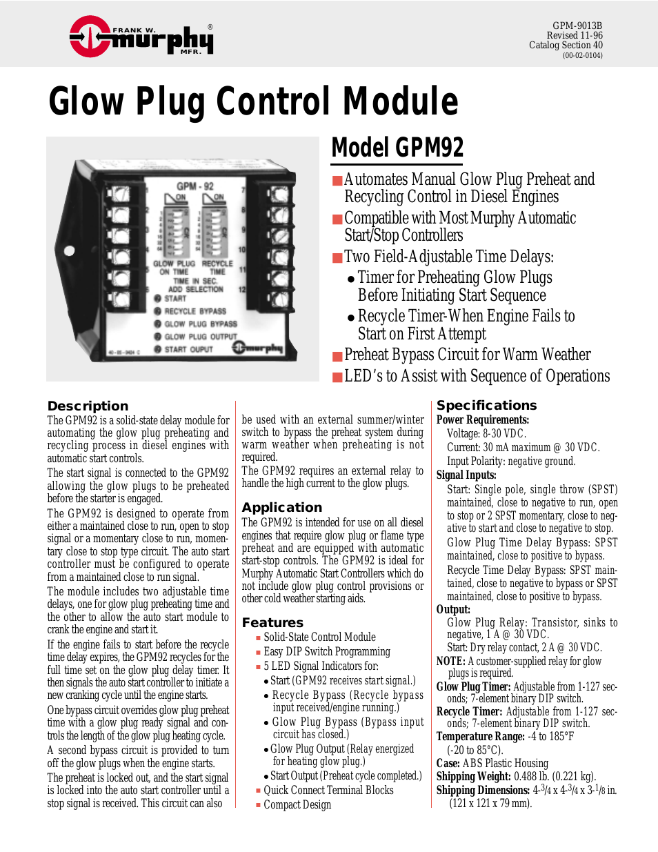 Glow Plug Control Module GPM92