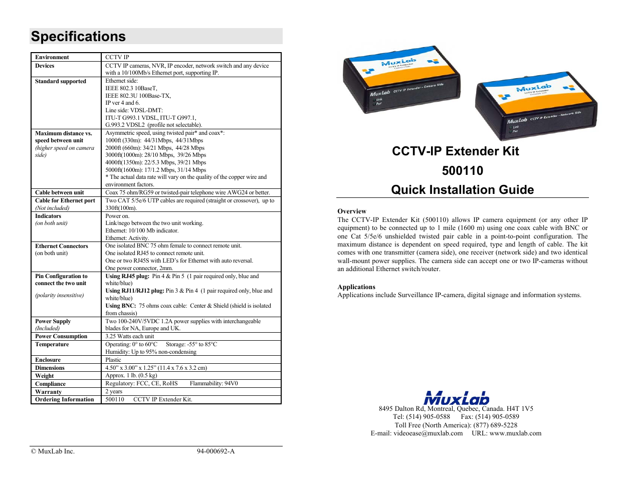 CCTV IP Extender Kit