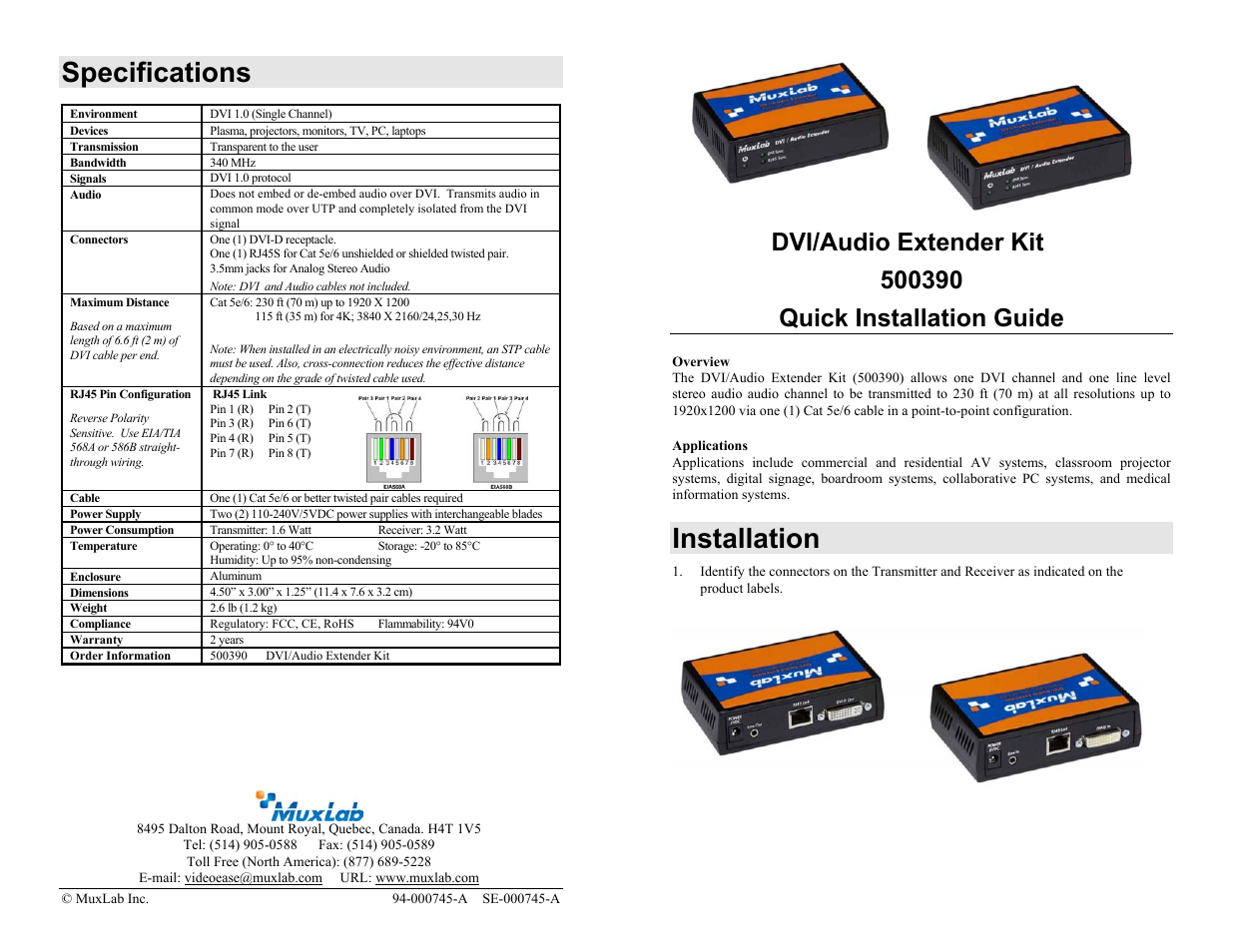 DVI/Audio Extender Kit