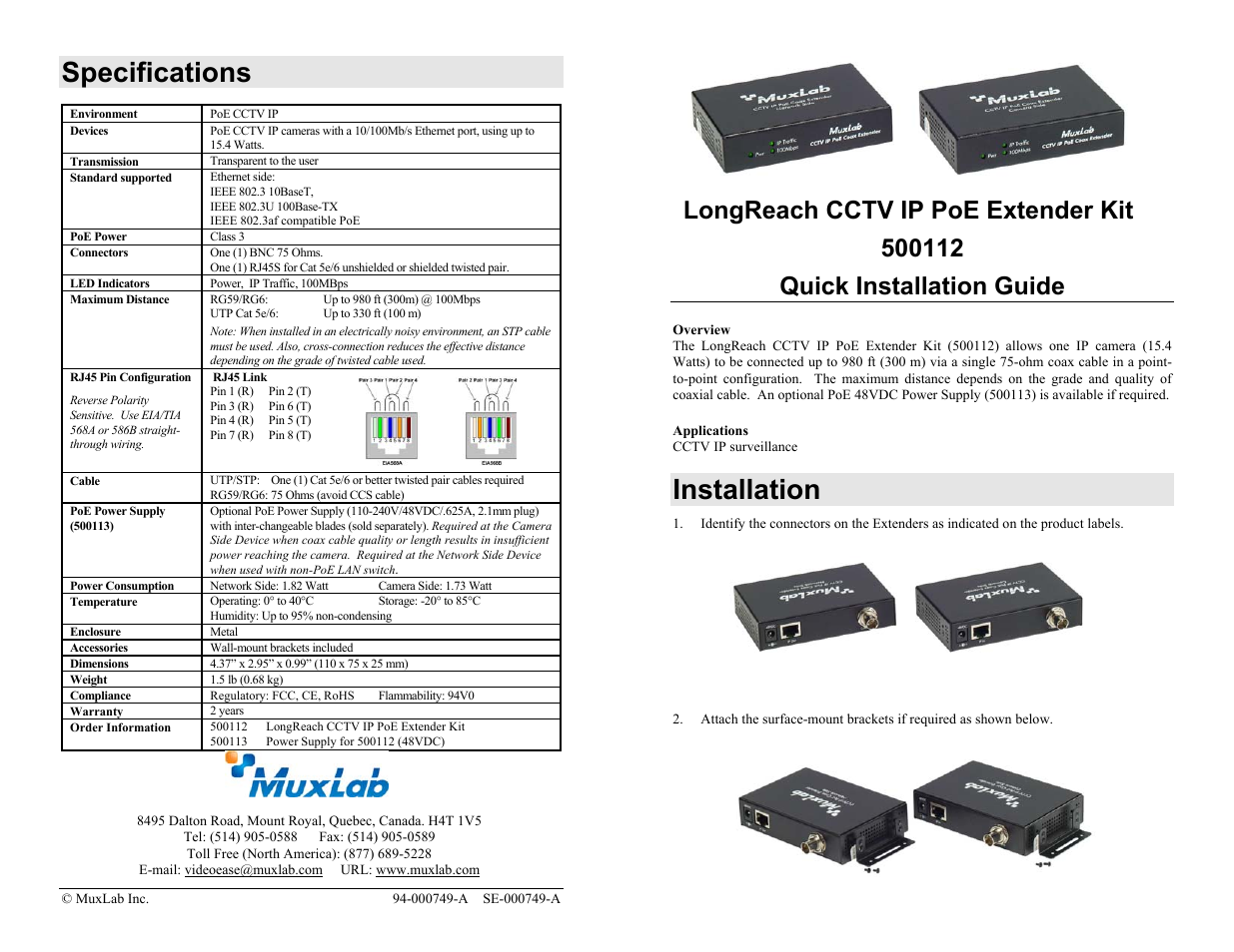 LongReach CCTV IP PoE Extender Kit