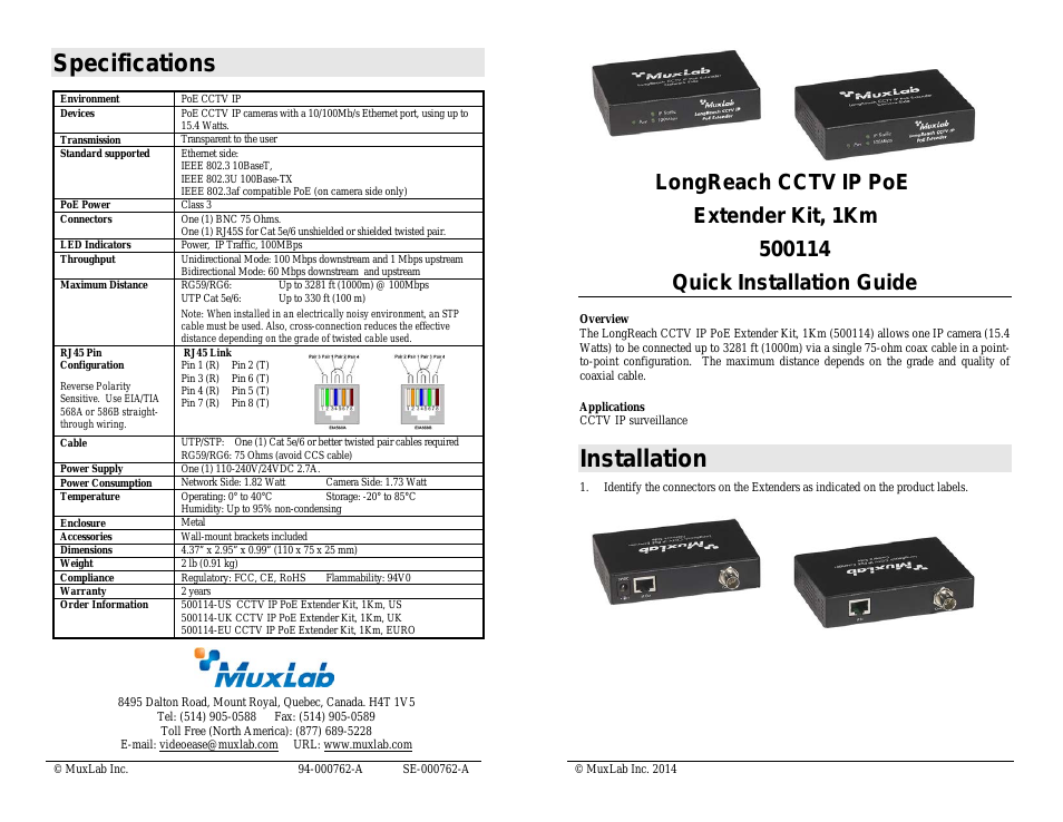LongReach CCTV IP PoE Extender Kit, 1KM