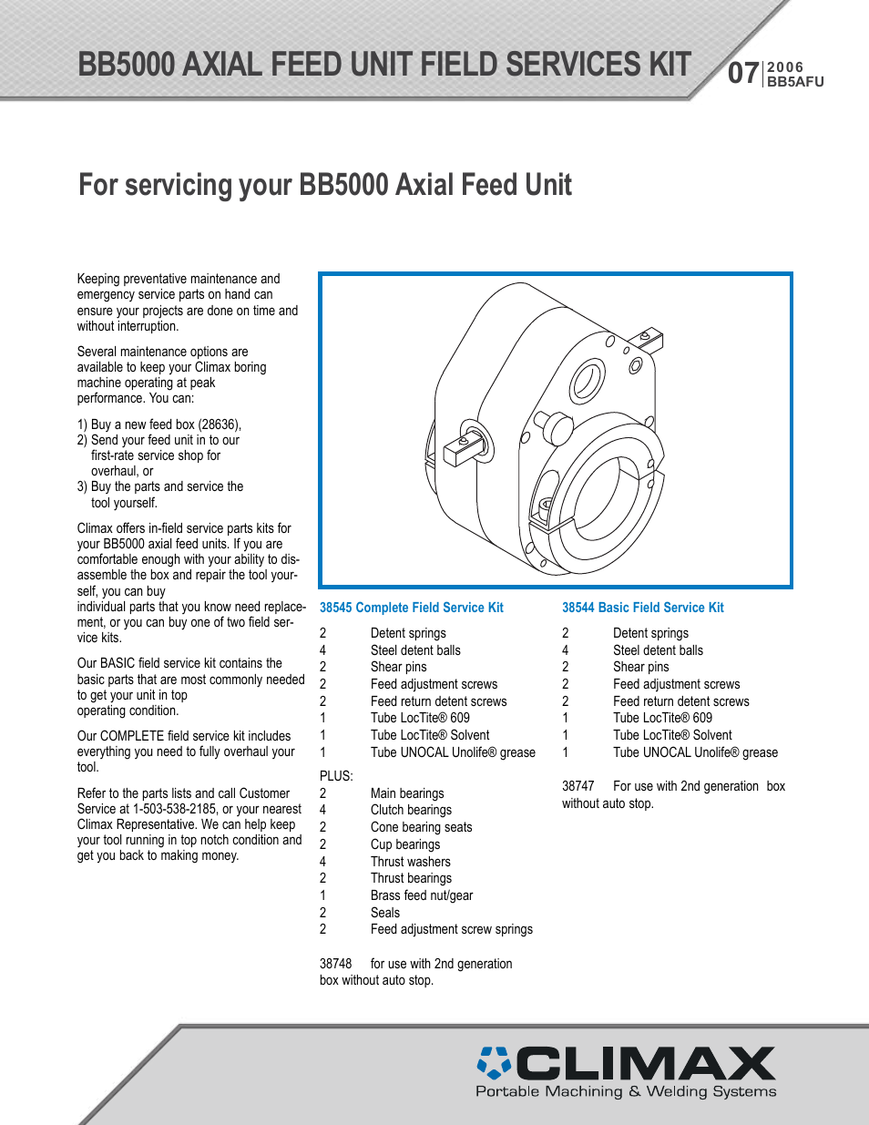 BB5000 Axial Unit Field Services Kit