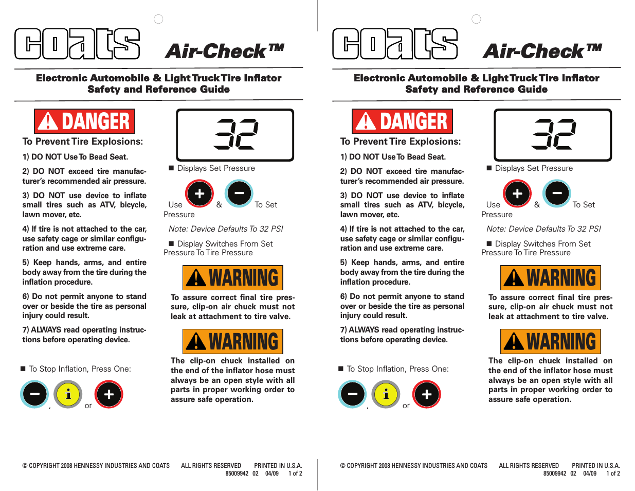 Air-Check Warning Card