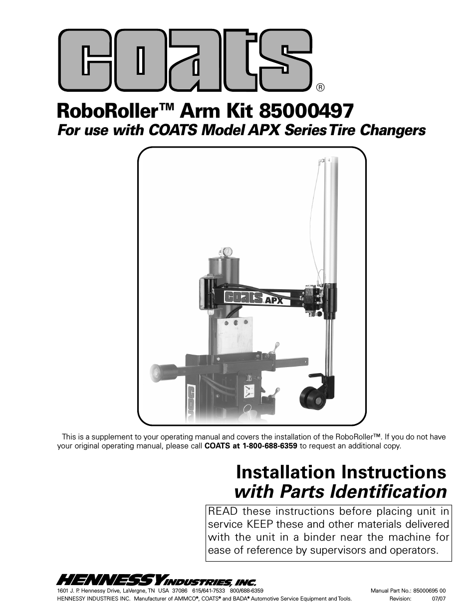 Kit 85000497, RoboRoller Arm
