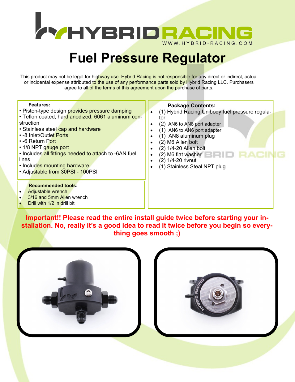 HR Unibody Fuel Pressure Regulator