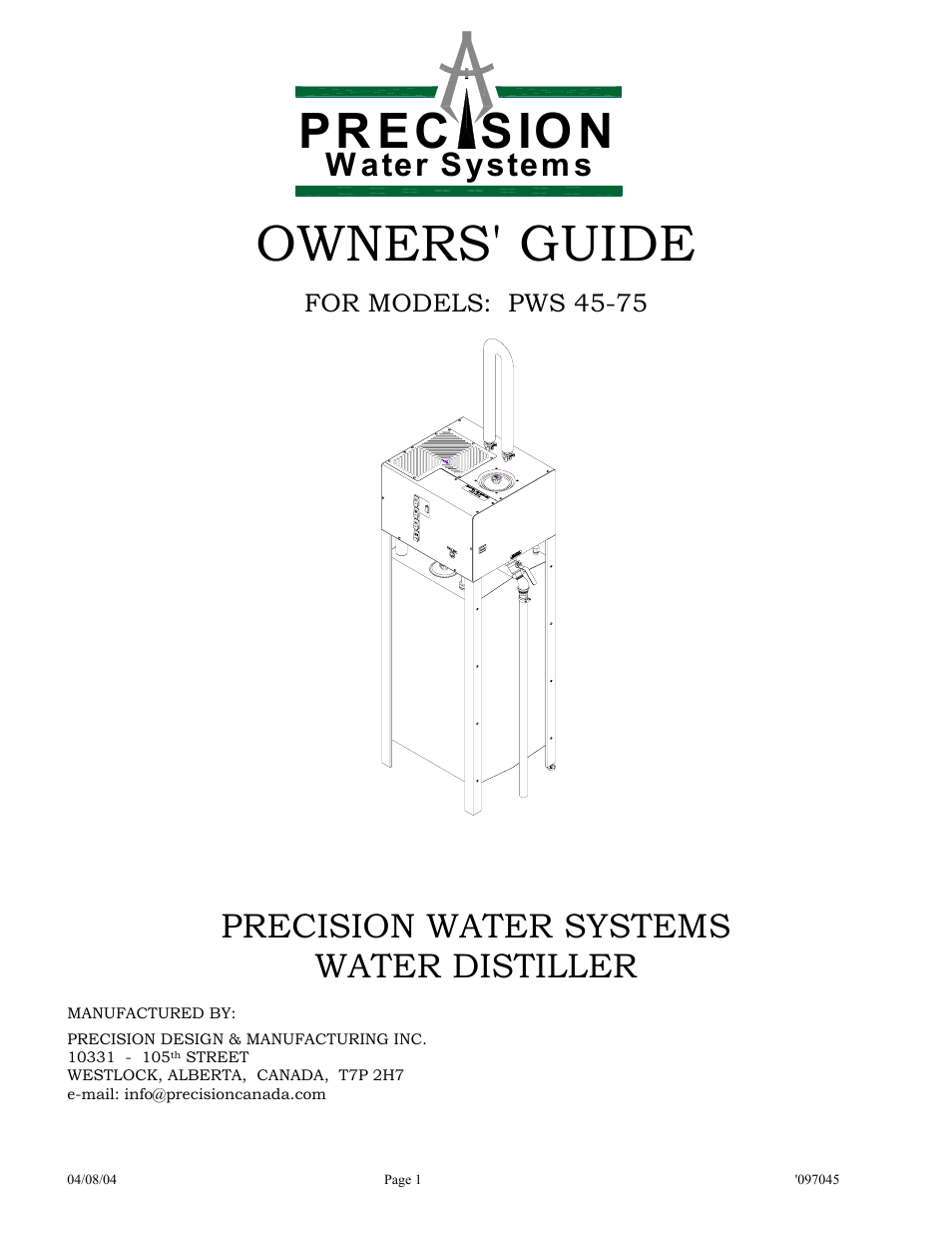 Precision-PWS 45-75  OWNERS GUIDE