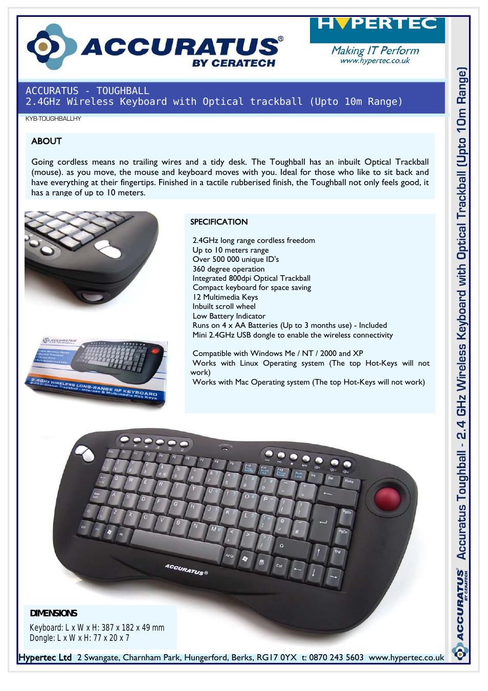 Wireless Keyboard with Optical Trackball