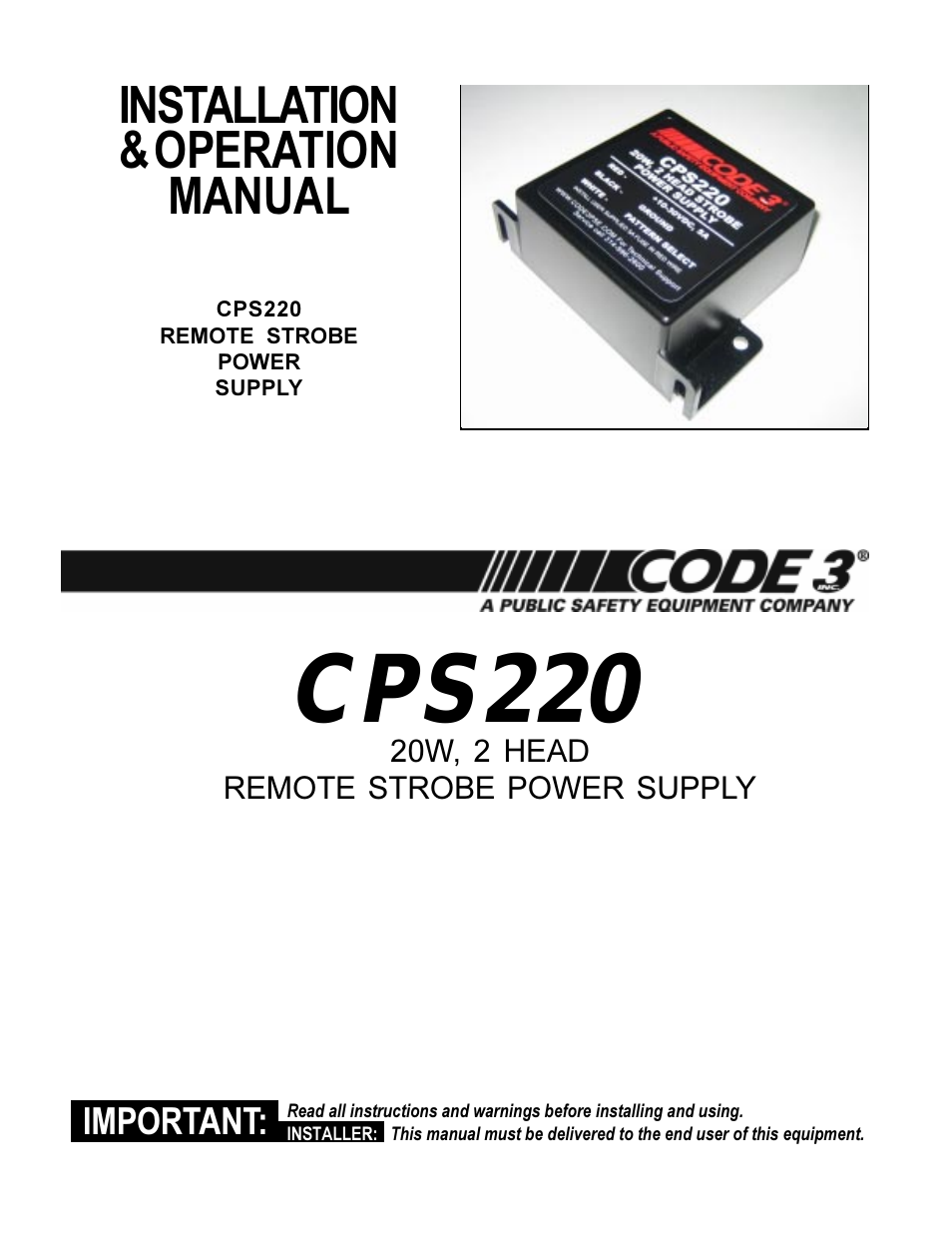 CPS220 Remote Strobe Power Supply
