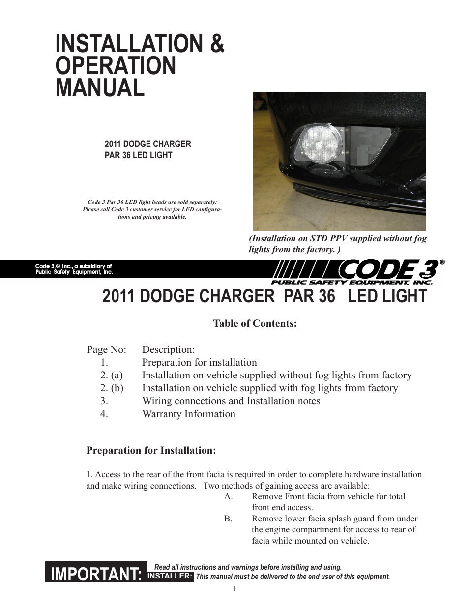 D.O.T. Systems for 2011 Dodge Charger