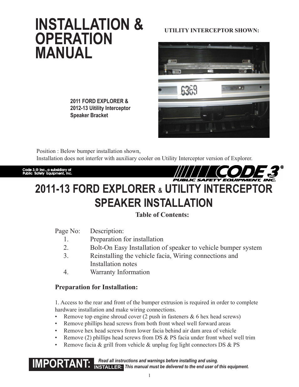 2011-2013 Explorer and Ford PI Utility