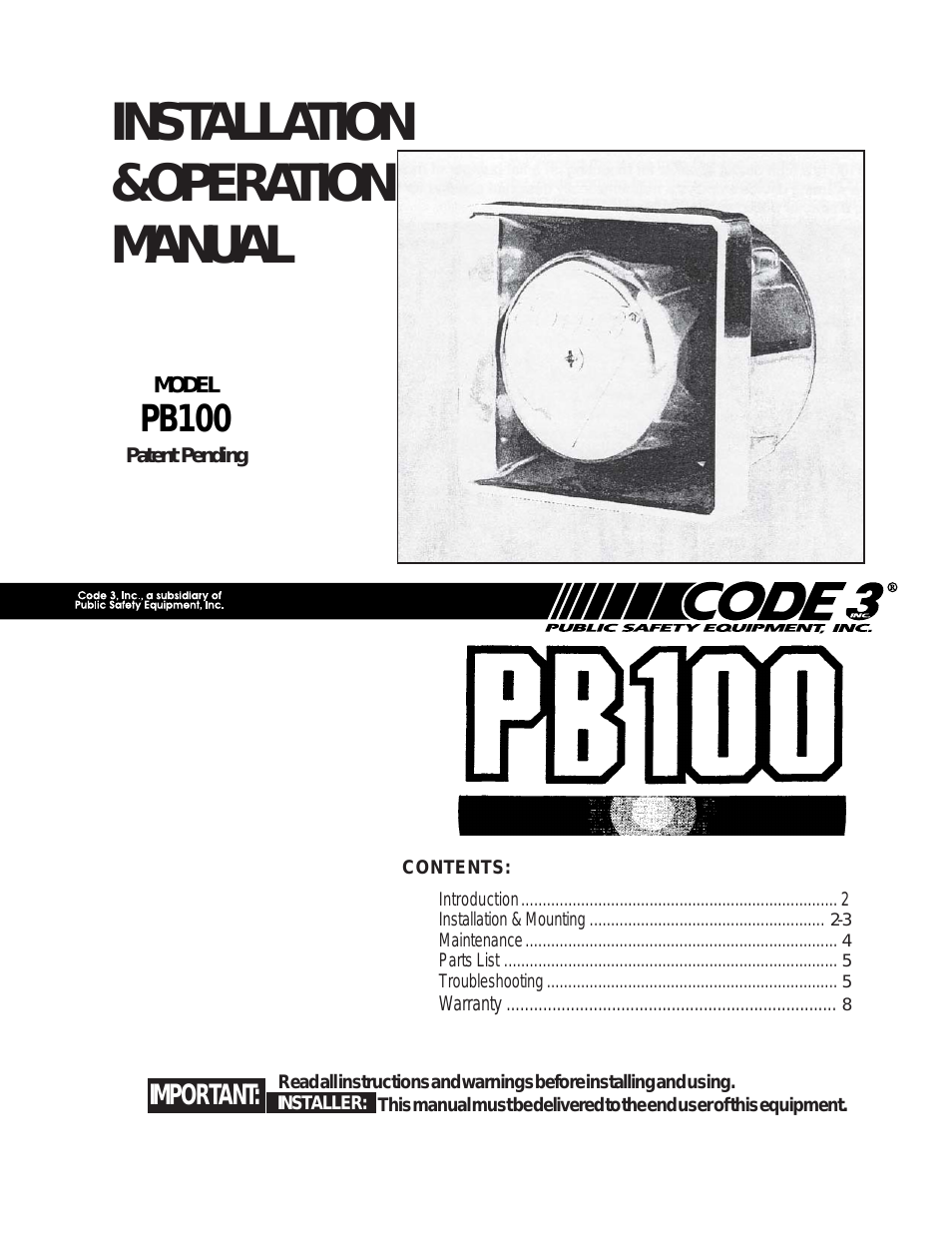 PB100B/PB100C Bumper-Mount Speaker