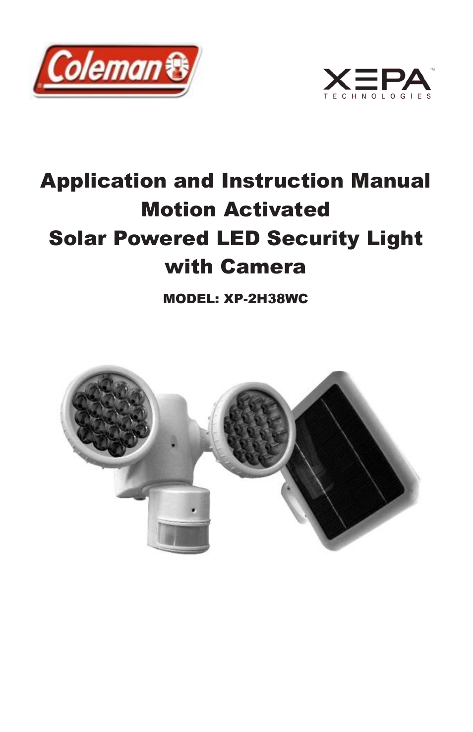 Motion Activated Solar Powered LED Security Camera Light with Camera XP-2H38WC