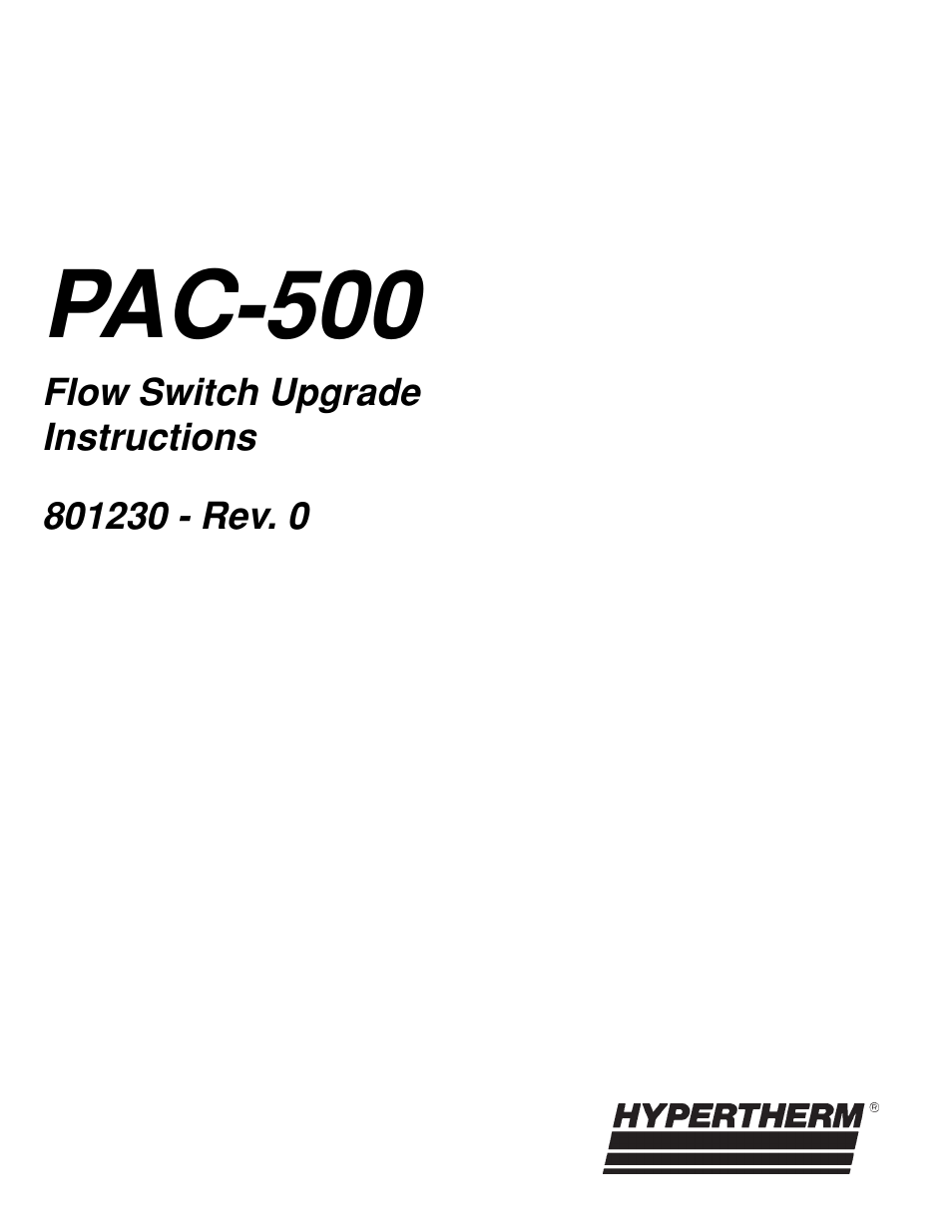 PAC500 Flow Switch Upgrade