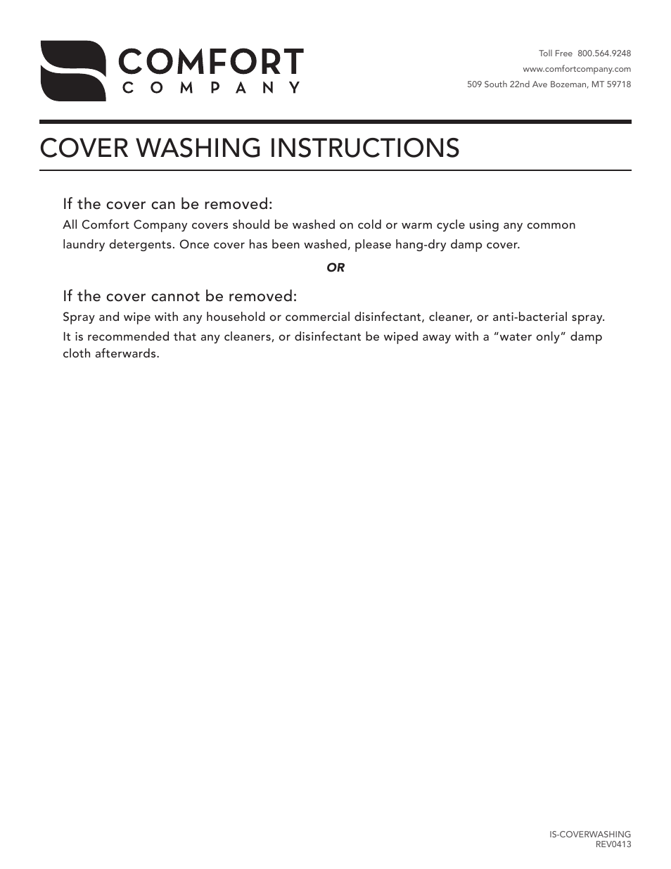 Cover Washing Instructions