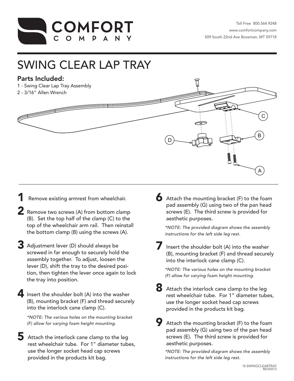 Swing-Clear Lap Tray