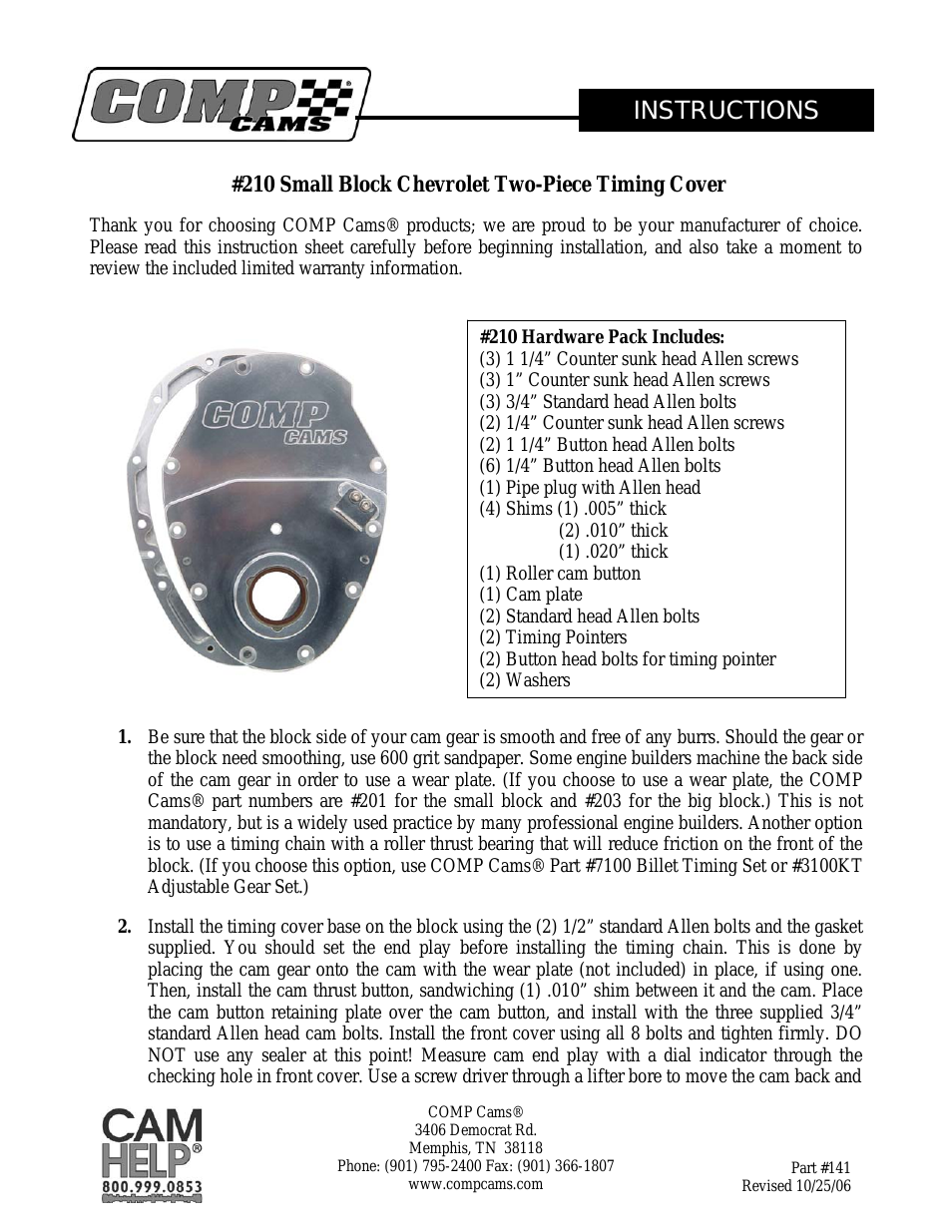 210 Small Block Chevrolet Two-Piece Timing Cover