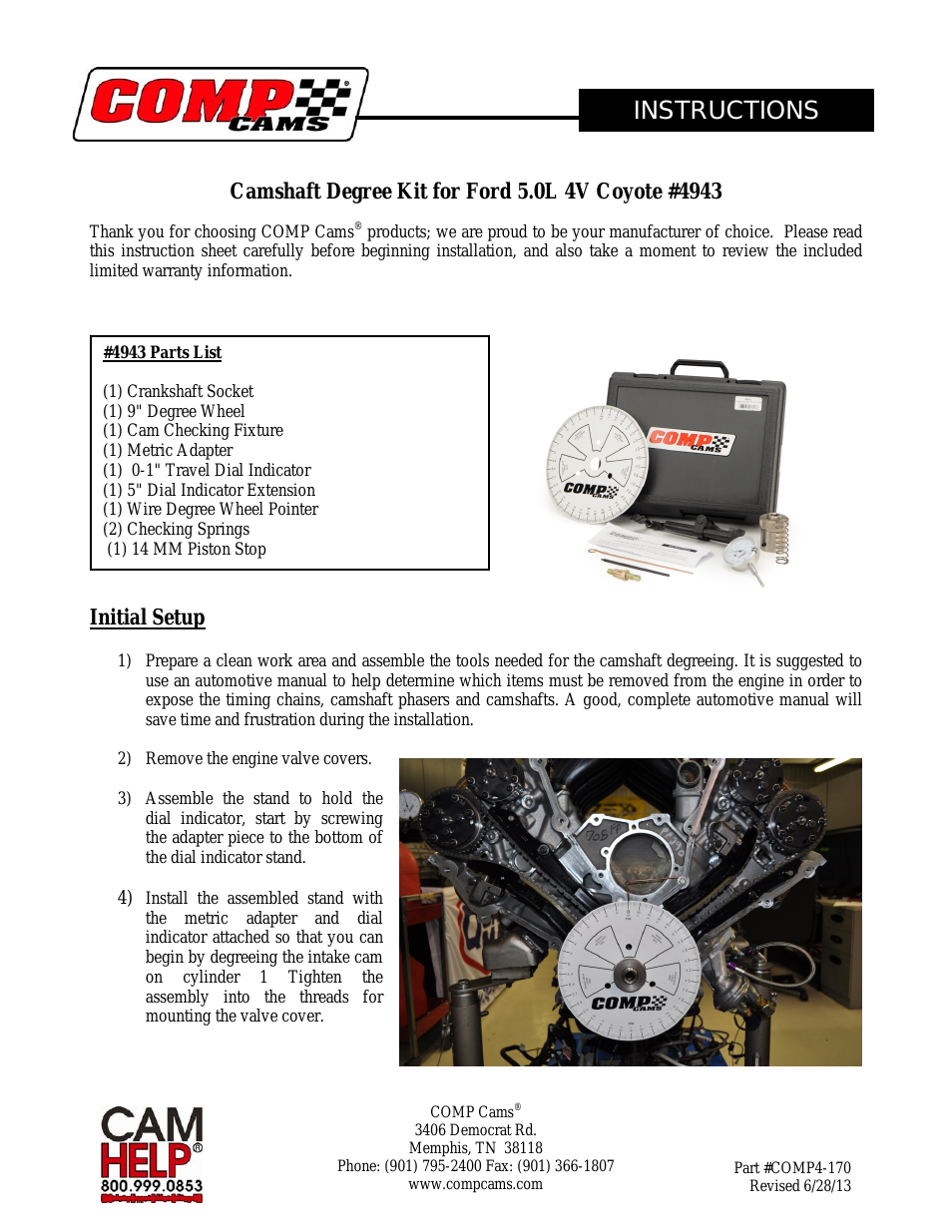 4943 Camshaft Degree Kit for Ford 5.0L 4V