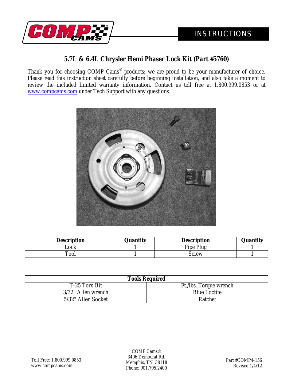 5760 Chrysler Hemi Phaser Lock Kit