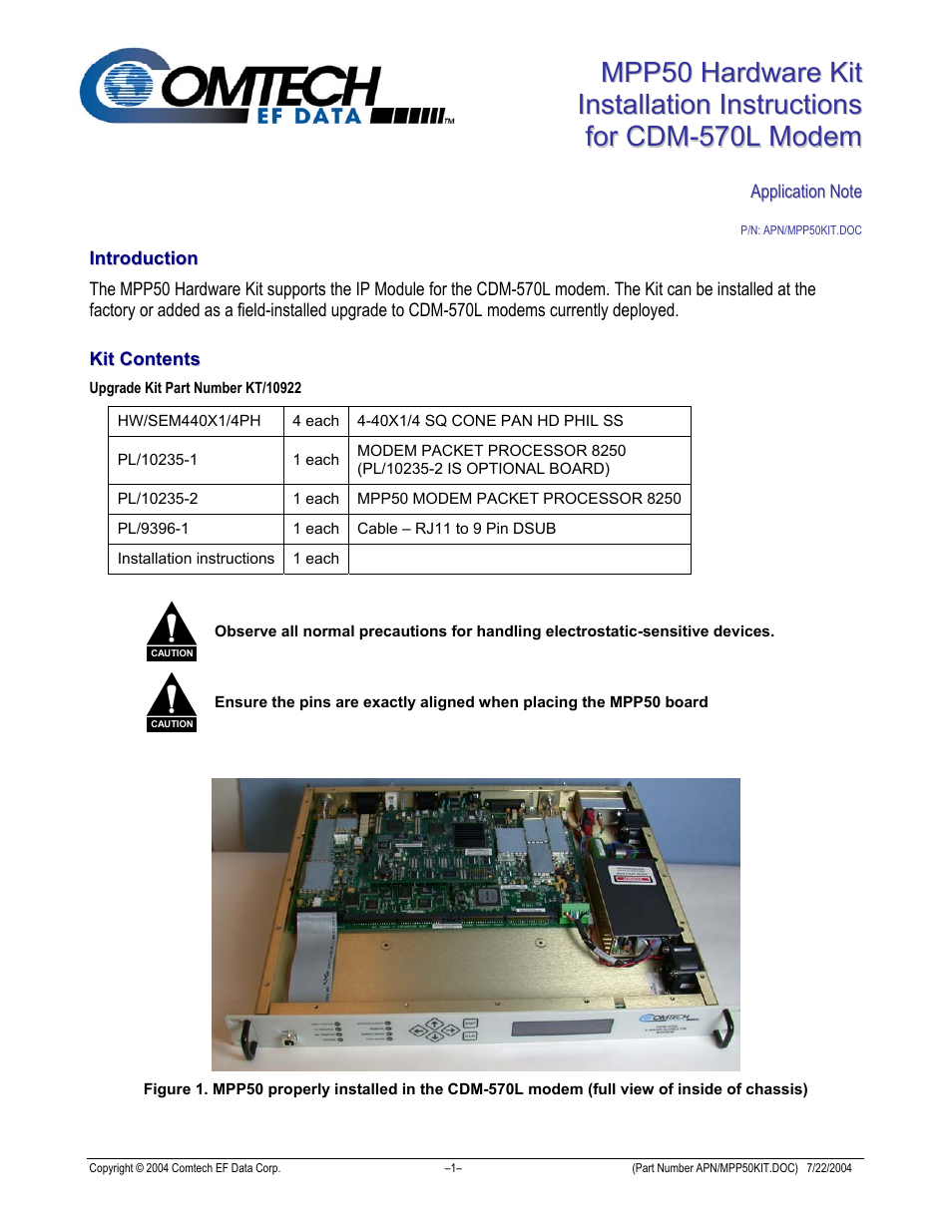 MPP50 Hardware Kit for CDM-570L