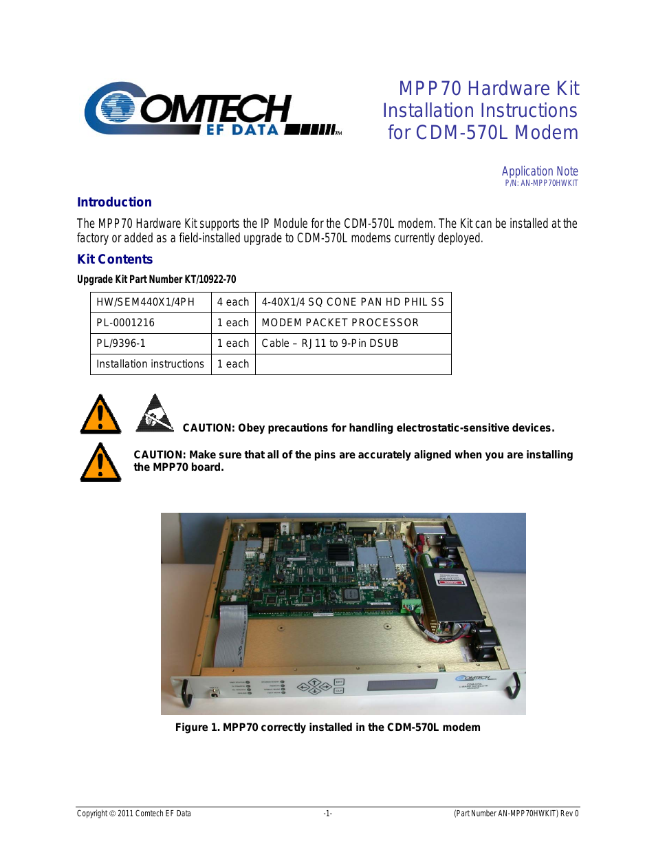 MPP70 Hardware Kit for CDM-570L