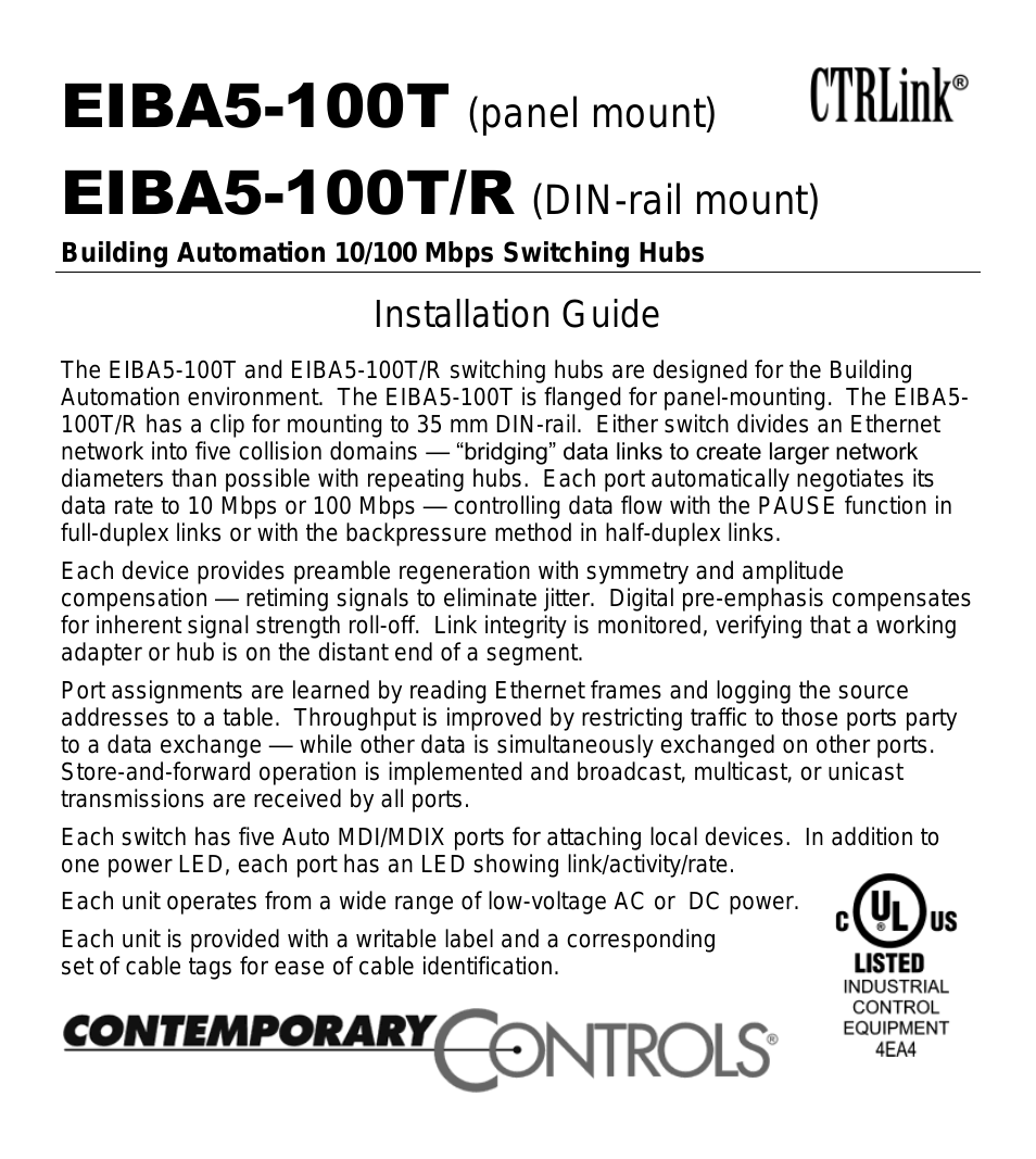 EIBA BAS Unmanaged Switches