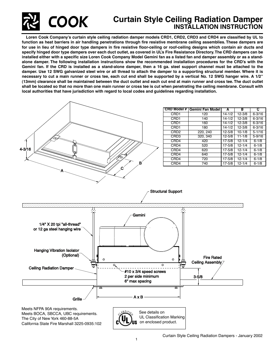 Curtain Style Ceiling Radiation Damper