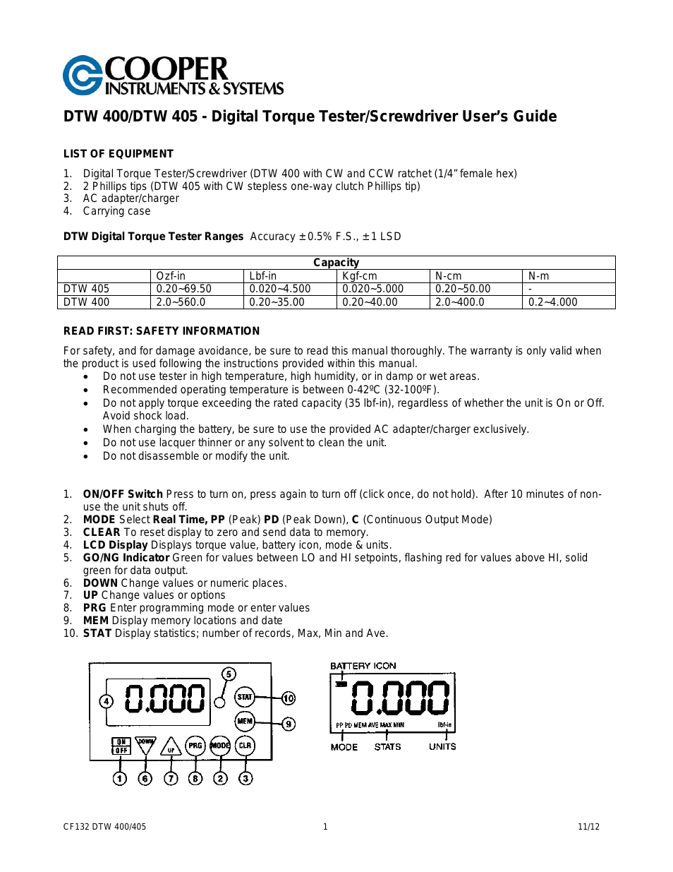 DTW 400 Digital Torque Tester / Screwdriver