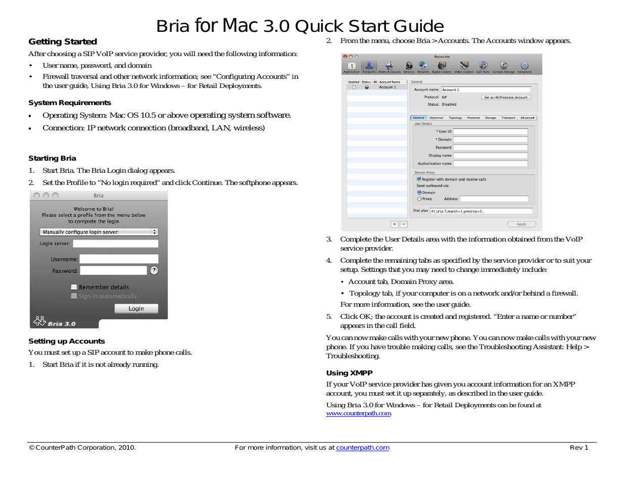 Bria 3.0 for Mac Quick Start Guide