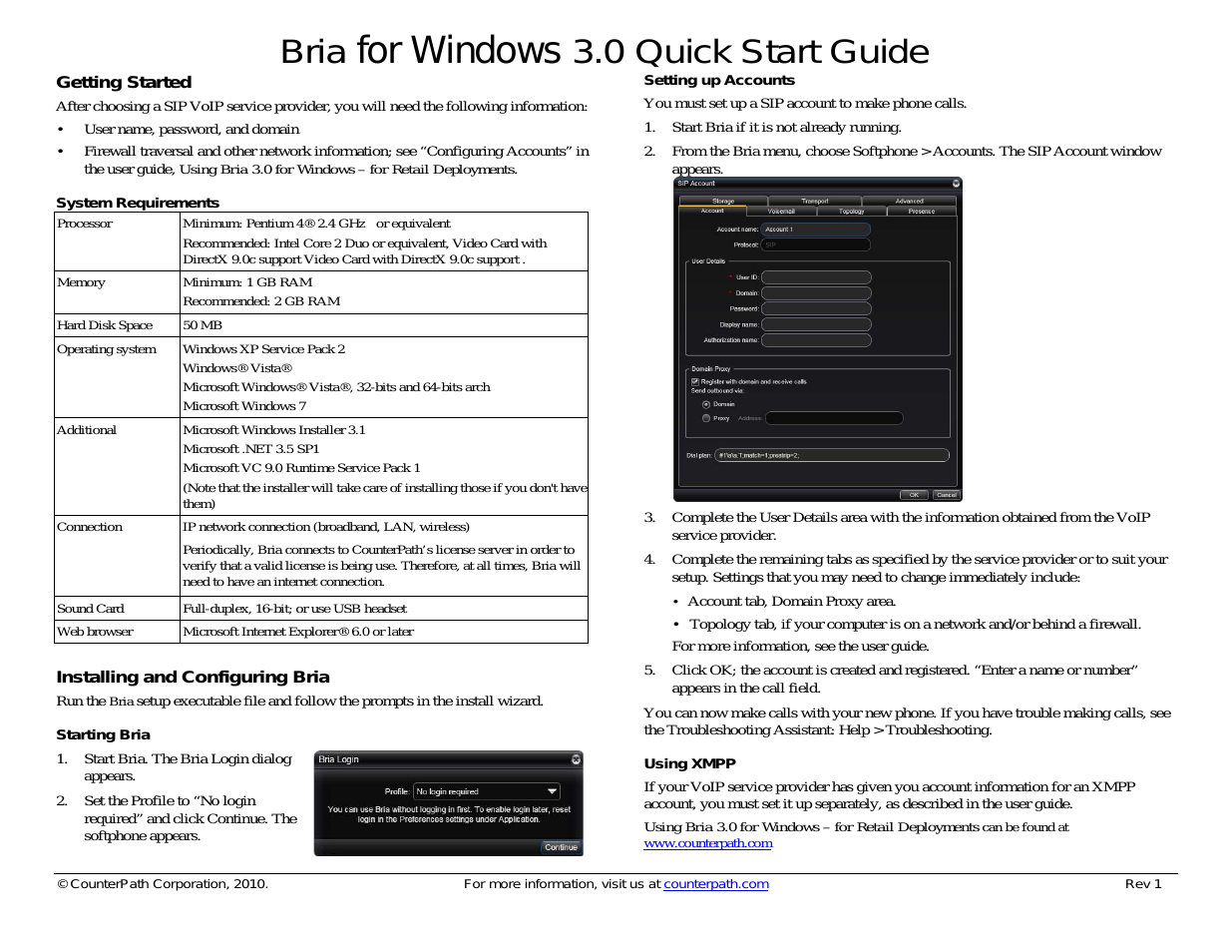 Bria 3.0 for Windows Quick Start Guide