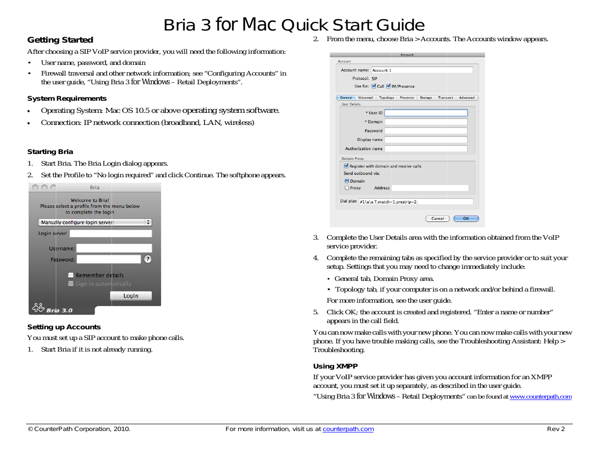 Bria 3.1 for Mac Quick Start Guide